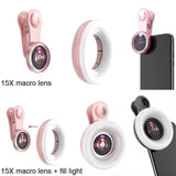 Macro Fill Light with 15X Lens – Clip-On Phone Ring Light for Smartphone, Macro Lenses for iPhone & Samsung