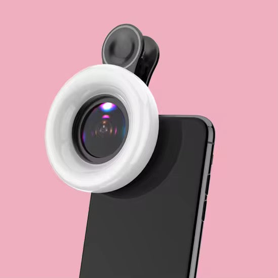 Macro Fill Light with 15X Lens – Clip-On Phone Ring Light for Smartphone, Macro Lenses for iPhone & Samsung